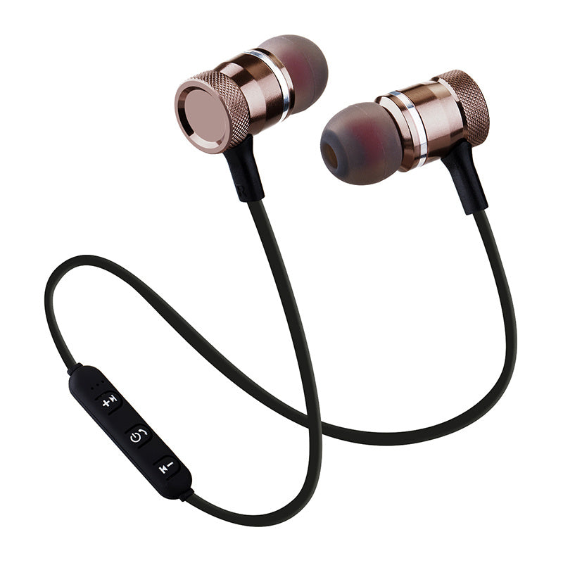 Wireless Bluetooth headset sports running magnetic line control binaural stereo in-ear hanging neck mobile phone universal answering Wireless Bluetooth headset sports running magnetic line control binaural stereo in-ear hanging neck mobile phone universal answering